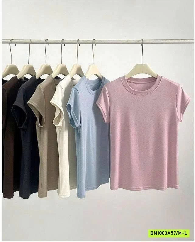 ÁO THUN CỘC TAY CỔ TRÒN CHO NỮ