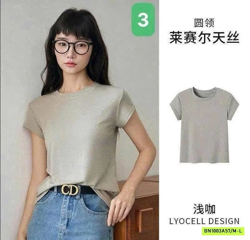 ÁO THUN CỘC TAY CỔ TRÒN CHO NỮ