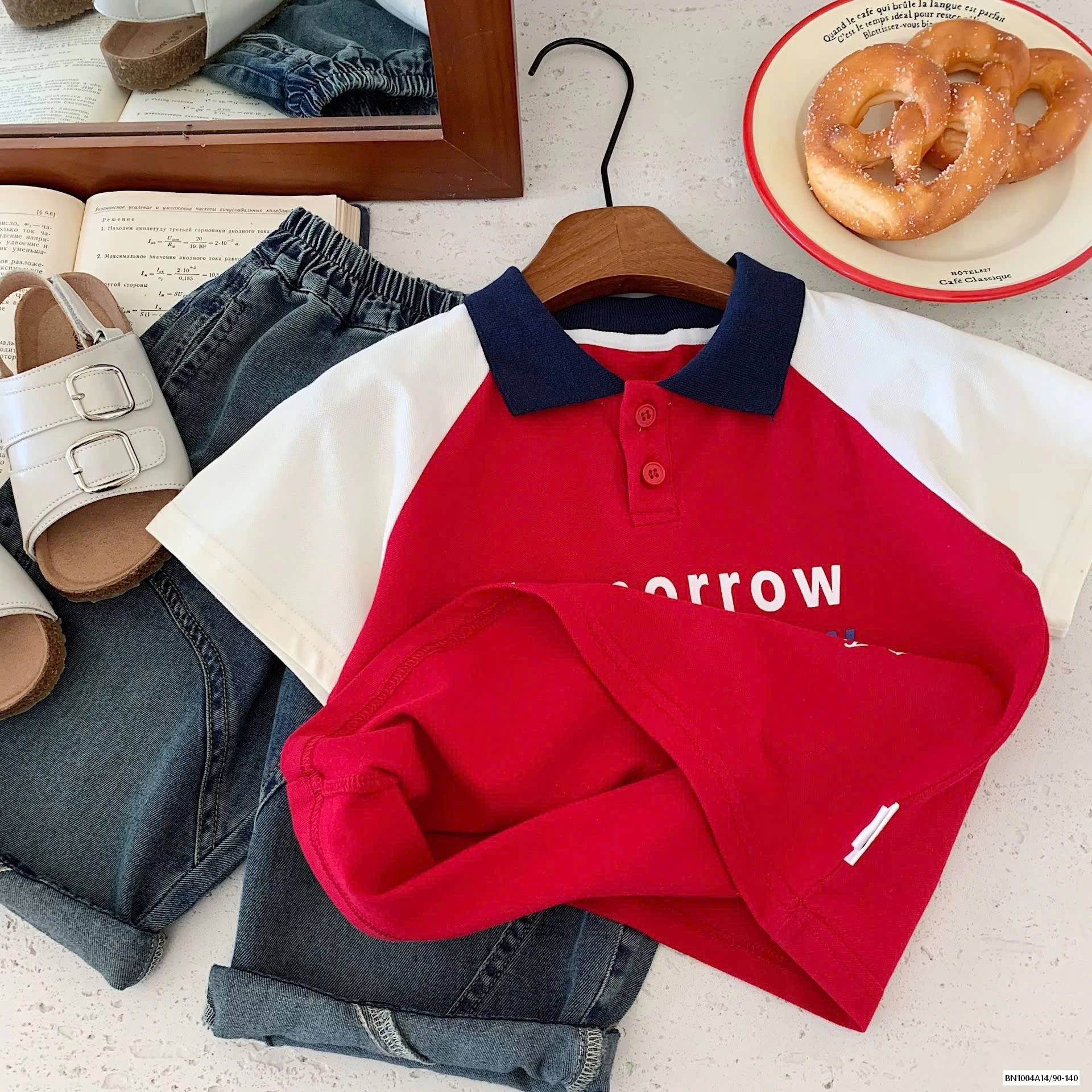 POLO ĐỎ PHỐI MÀU TAY