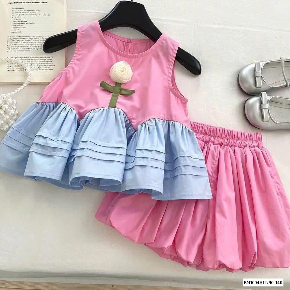 SÉT ÁO GẮN HOA QUẦN BÍ