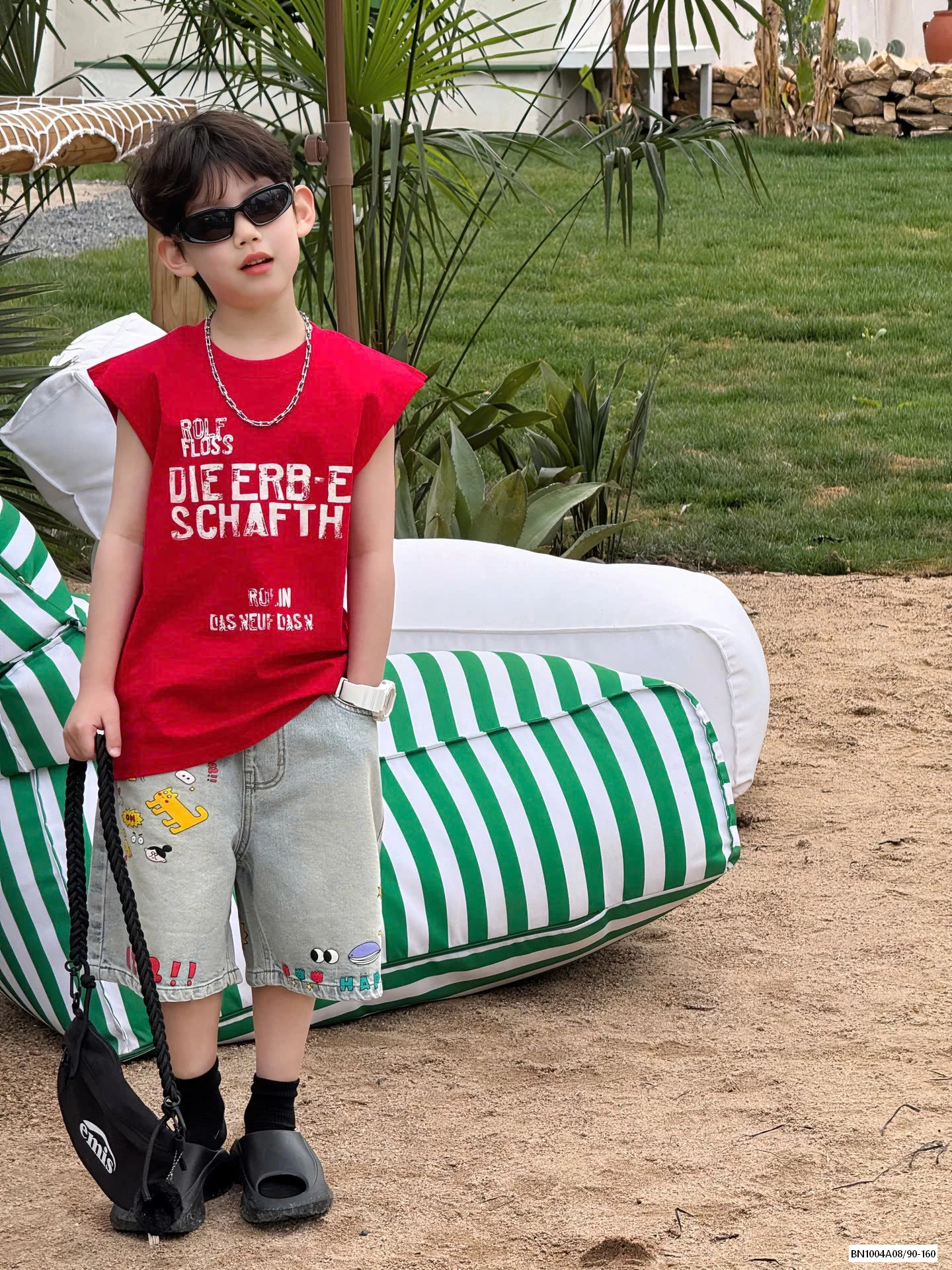 TANKTOP ĐỎ MIX SHORT JEANS TAIRU