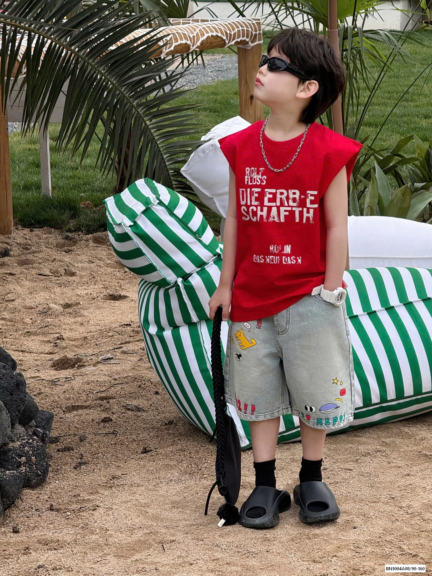 TANKTOP ĐỎ MIX SHORT JEANS TAIRU