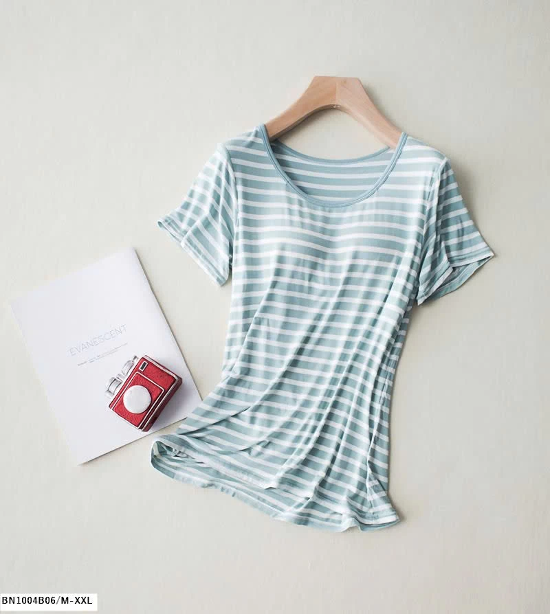 BỘ MẶC NHÀ ÁO KẺ KÈM ĐỆM NGỰC