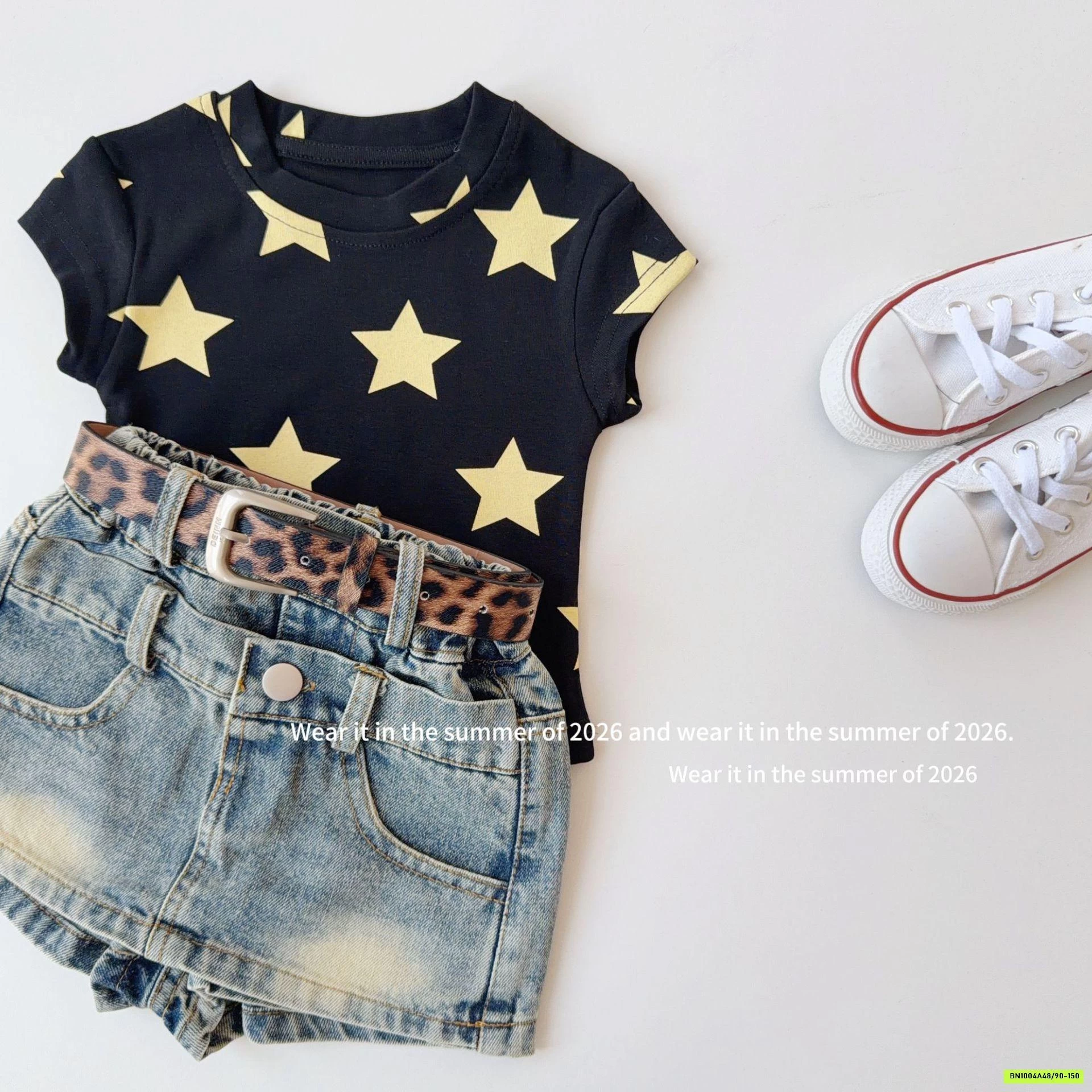 ÁO NGÔI SAO MIX QUẦN VÁY JEANS T&QKIDS