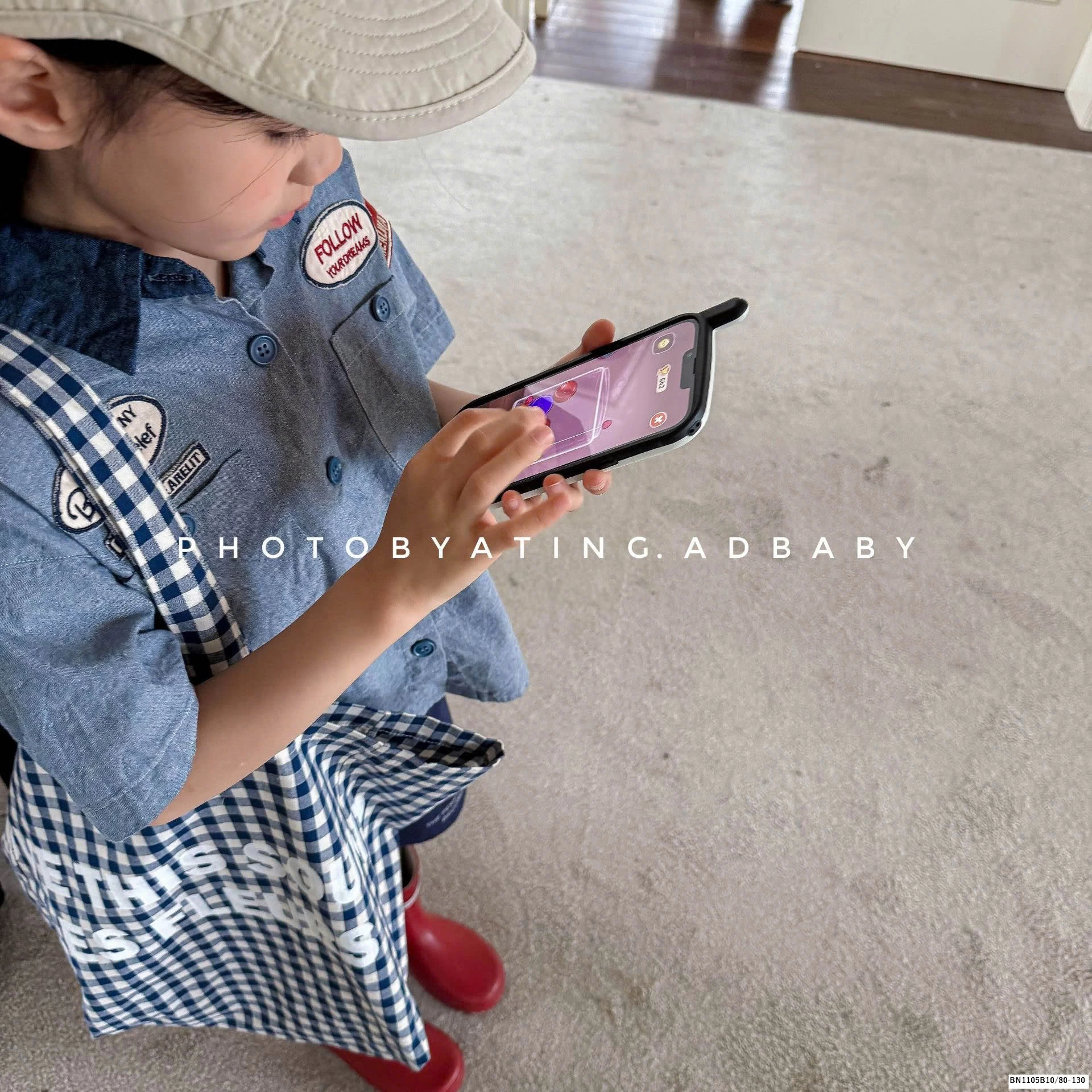 ÁO SƠ MI DENIM PHỐI CỔ  ADBABY