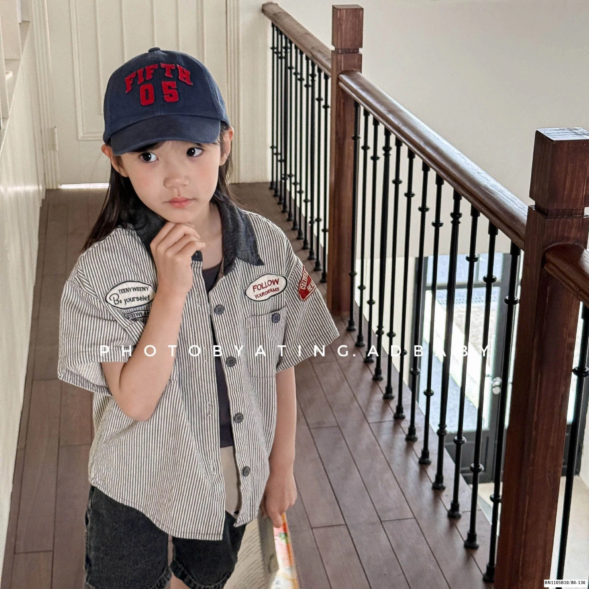 ÁO SƠ MI DENIM PHỐI CỔ  ADBABY