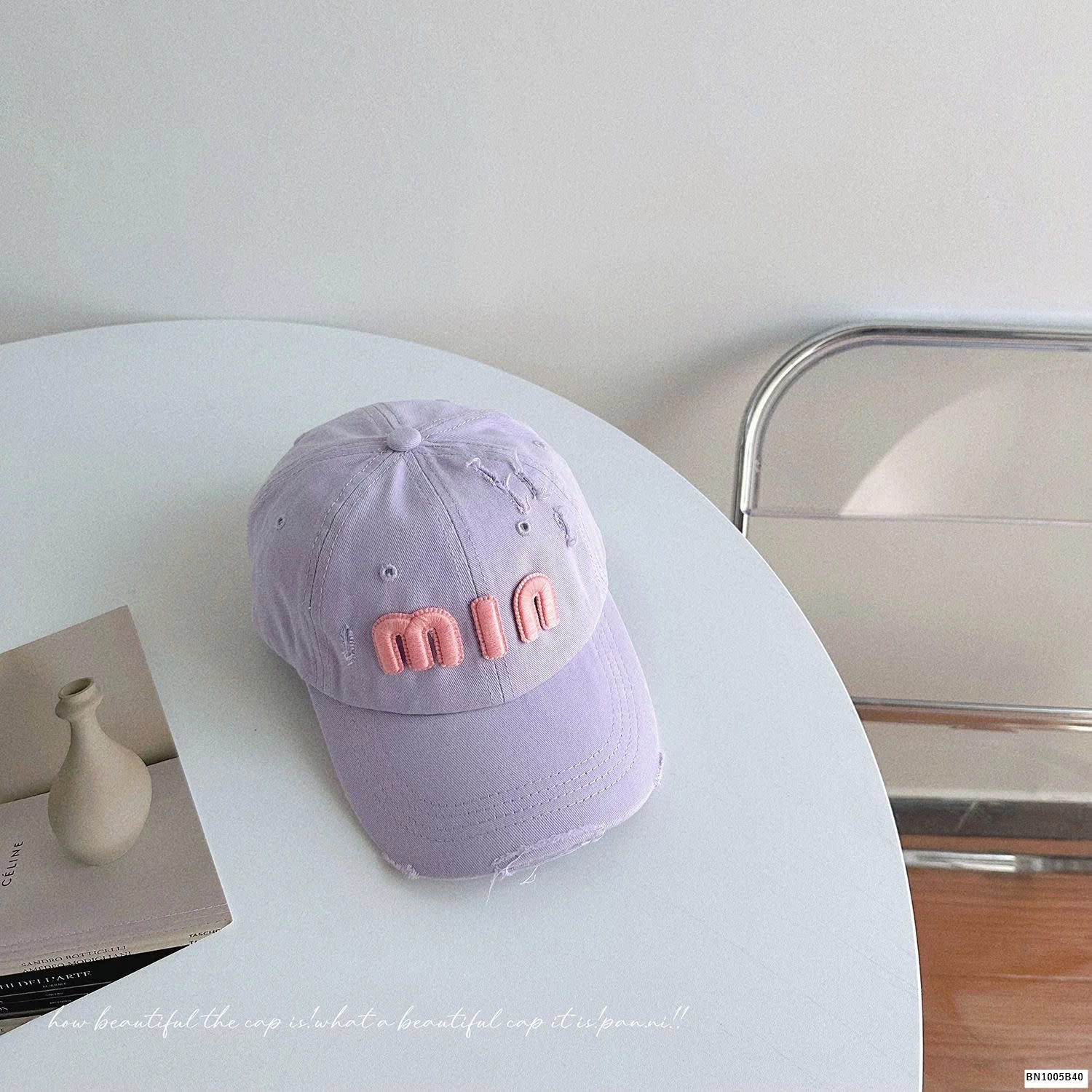 MŨ LƯỠI TRAI RÁCH THÊU CHỮ MIN