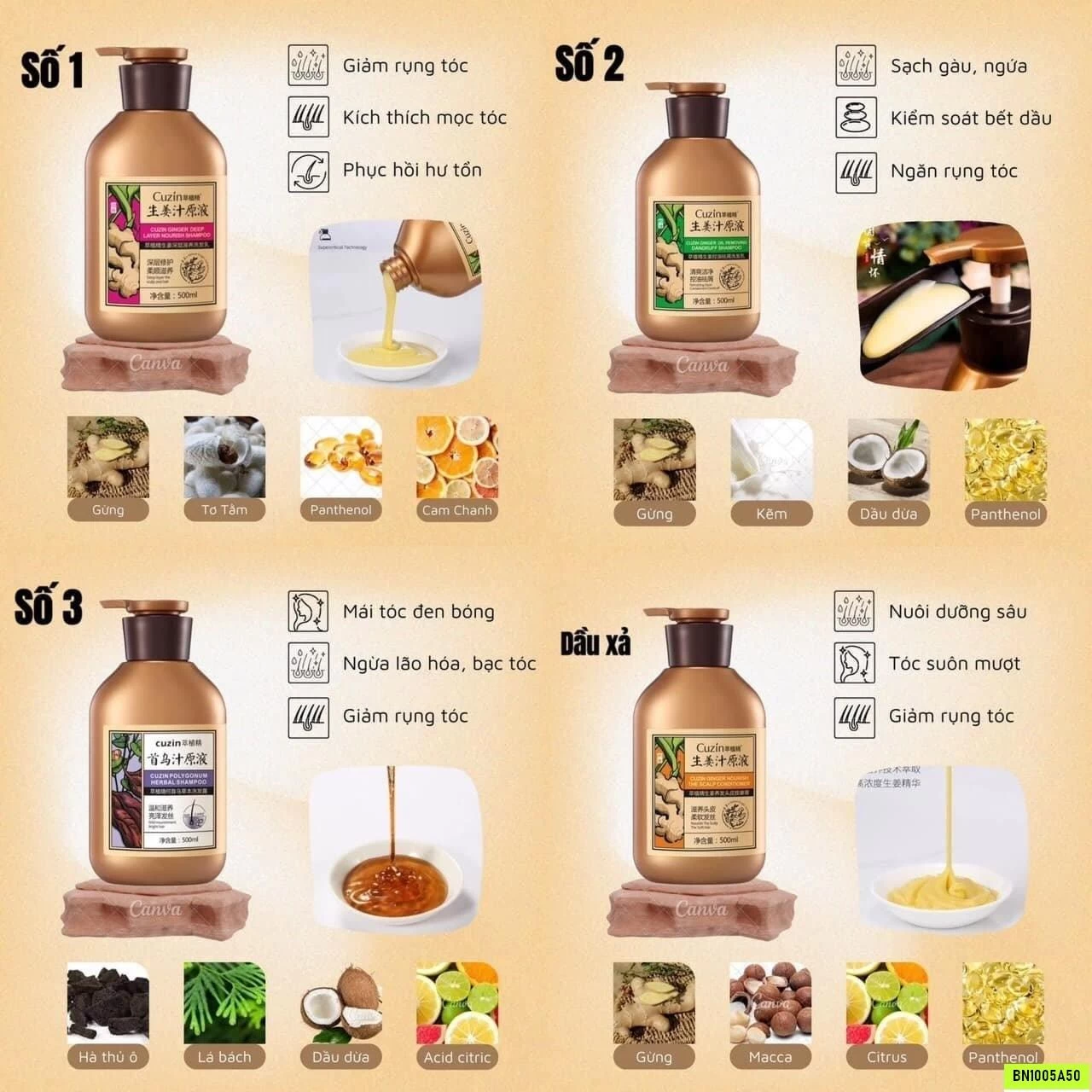 DẦU GỘI XẢ GỪNG CUZIN CHÍNH HÃNG