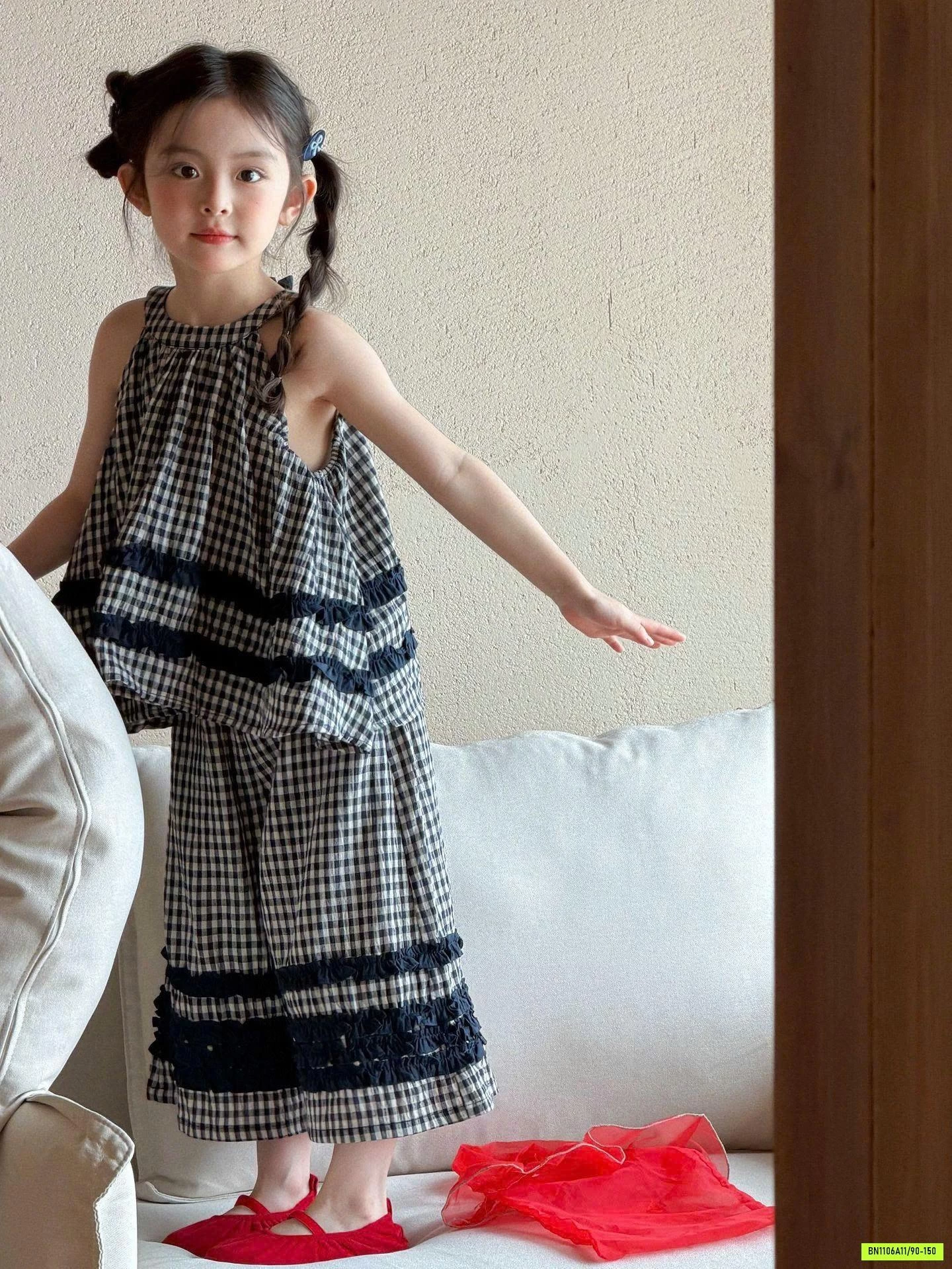 SET ÁO YẾM CARO MIX QUẦN SUÔNG
