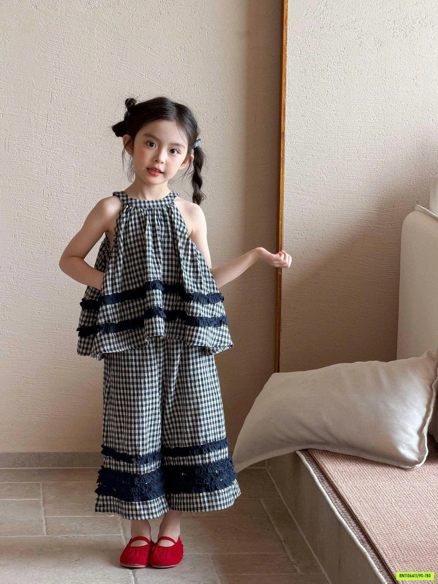SET ÁO YẾM CARO MIX QUẦN SUÔNG