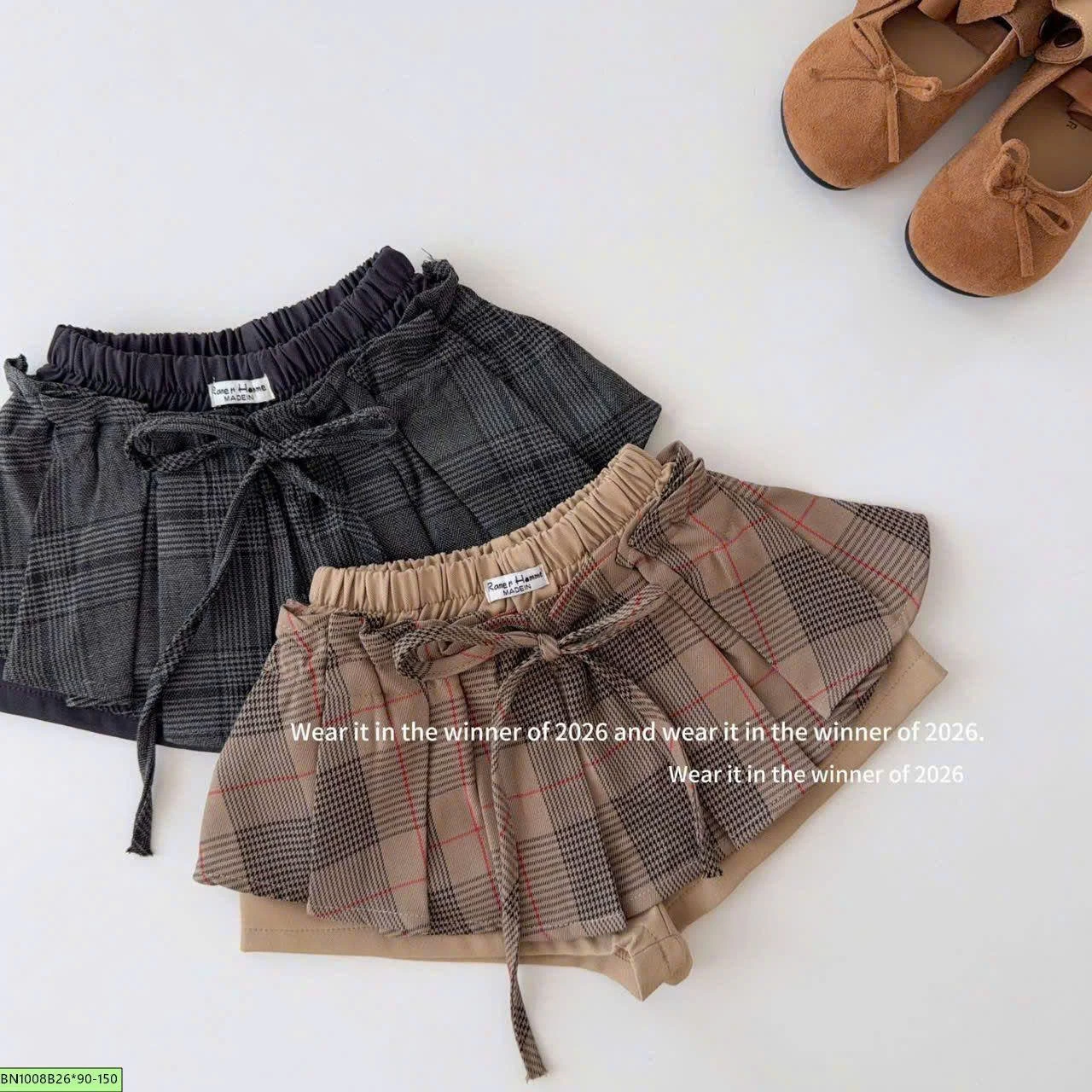 CHÂN VÁY MIDI KẺ CARO CHO BÉ GÁI