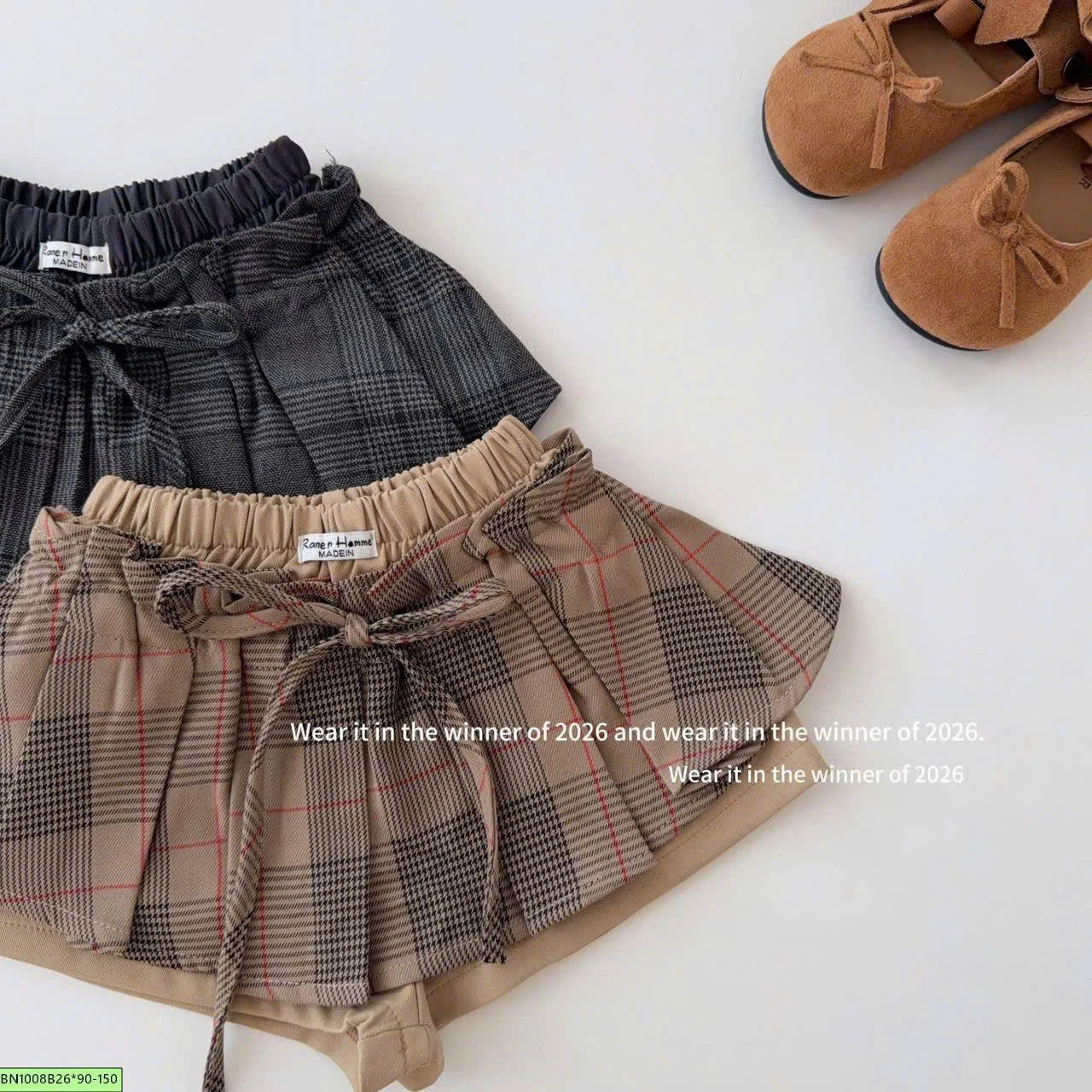 CHÂN VÁY MIDI KẺ CARO CHO BÉ GÁI
