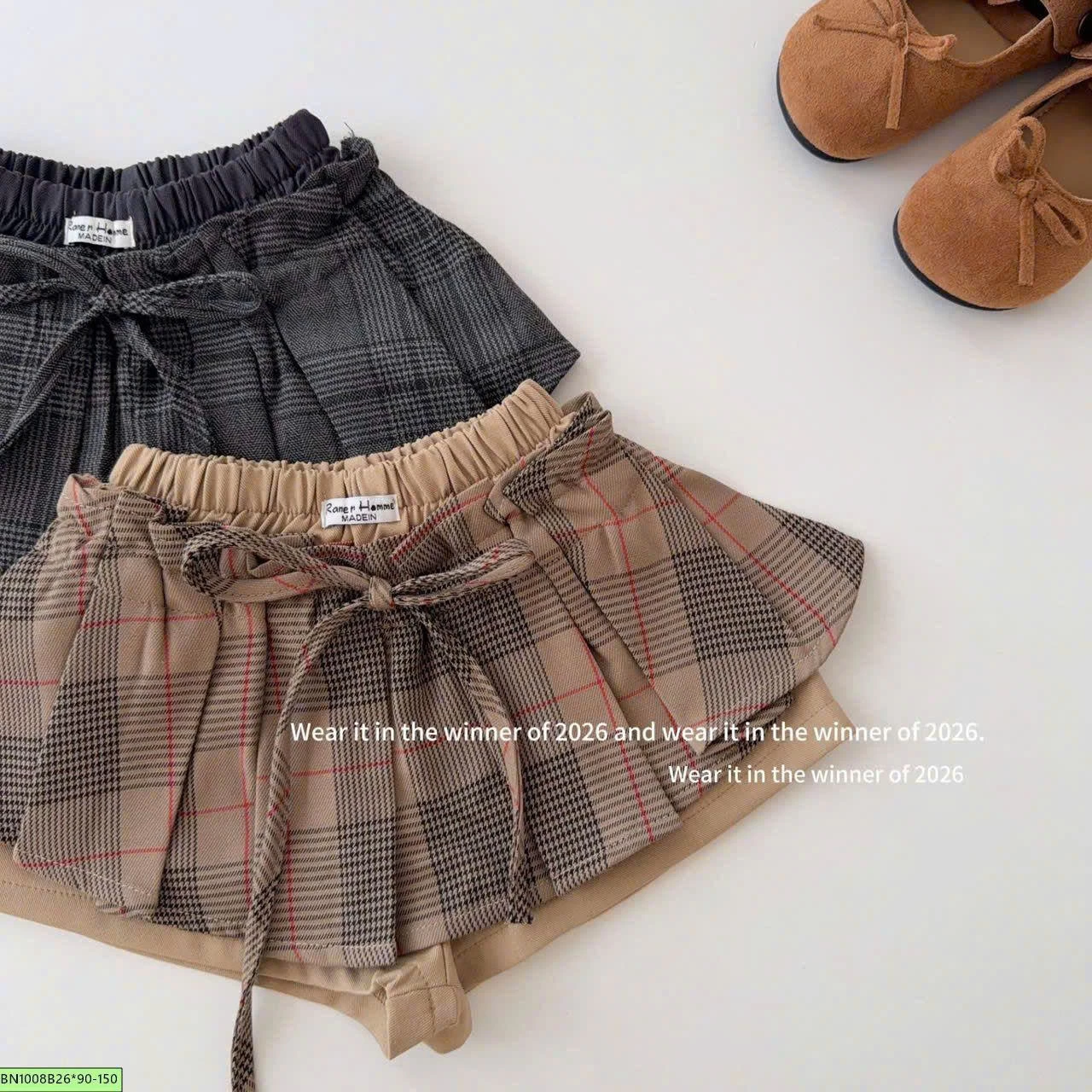 CHÂN VÁY MIDI KẺ CARO CHO BÉ GÁI
