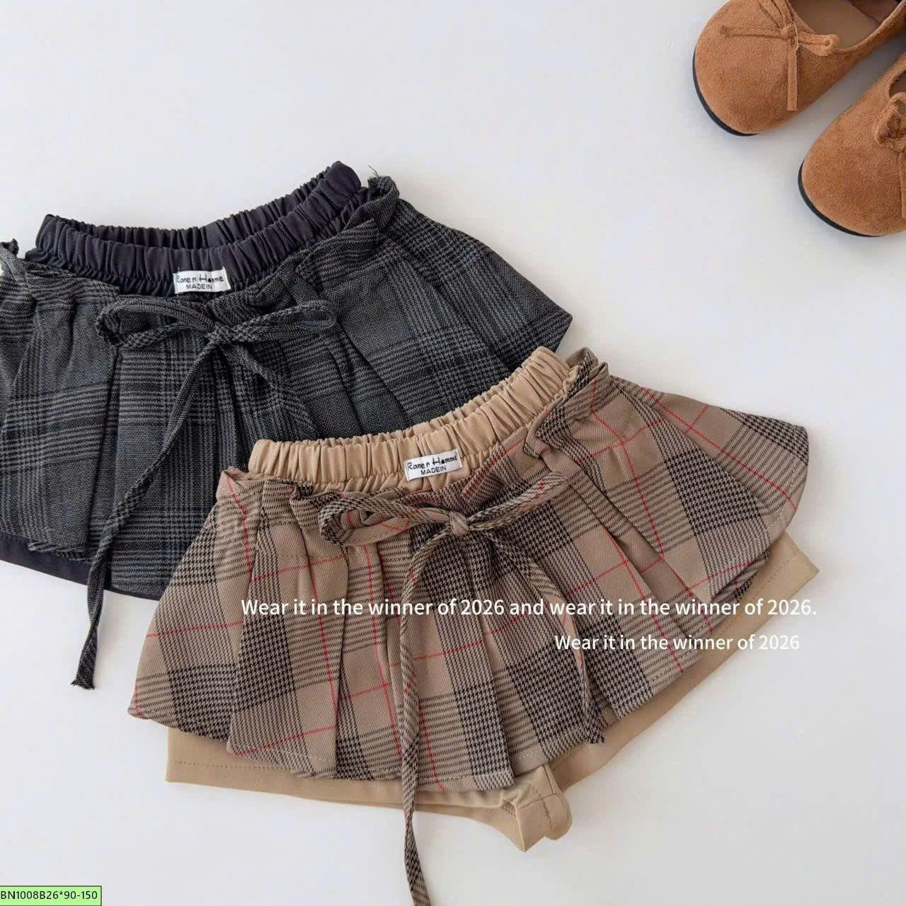 CHÂN VÁY MIDI KẺ CARO CHO BÉ GÁI