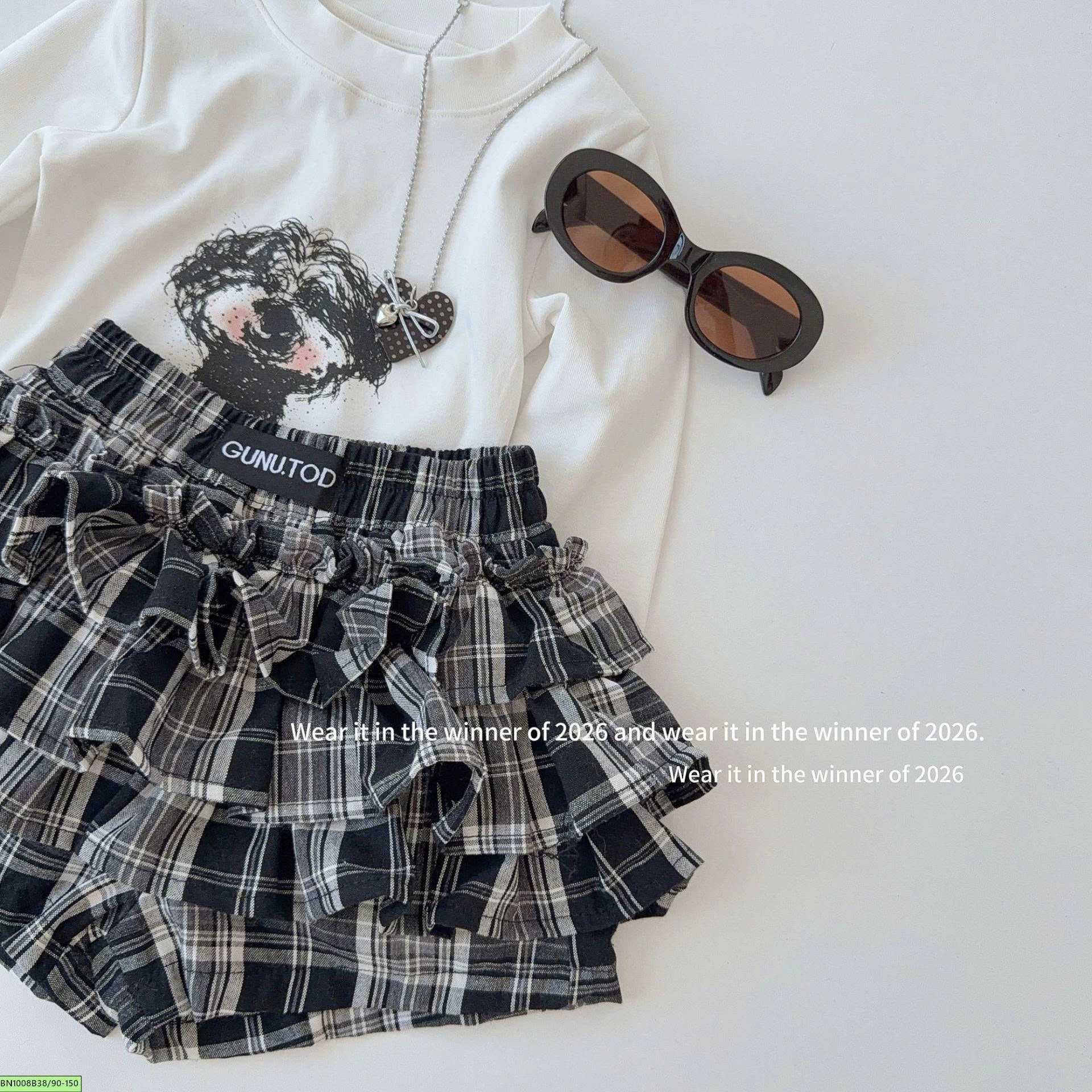 CHÂN VÁY CARO DÁNG NGẮN  T&Qkids