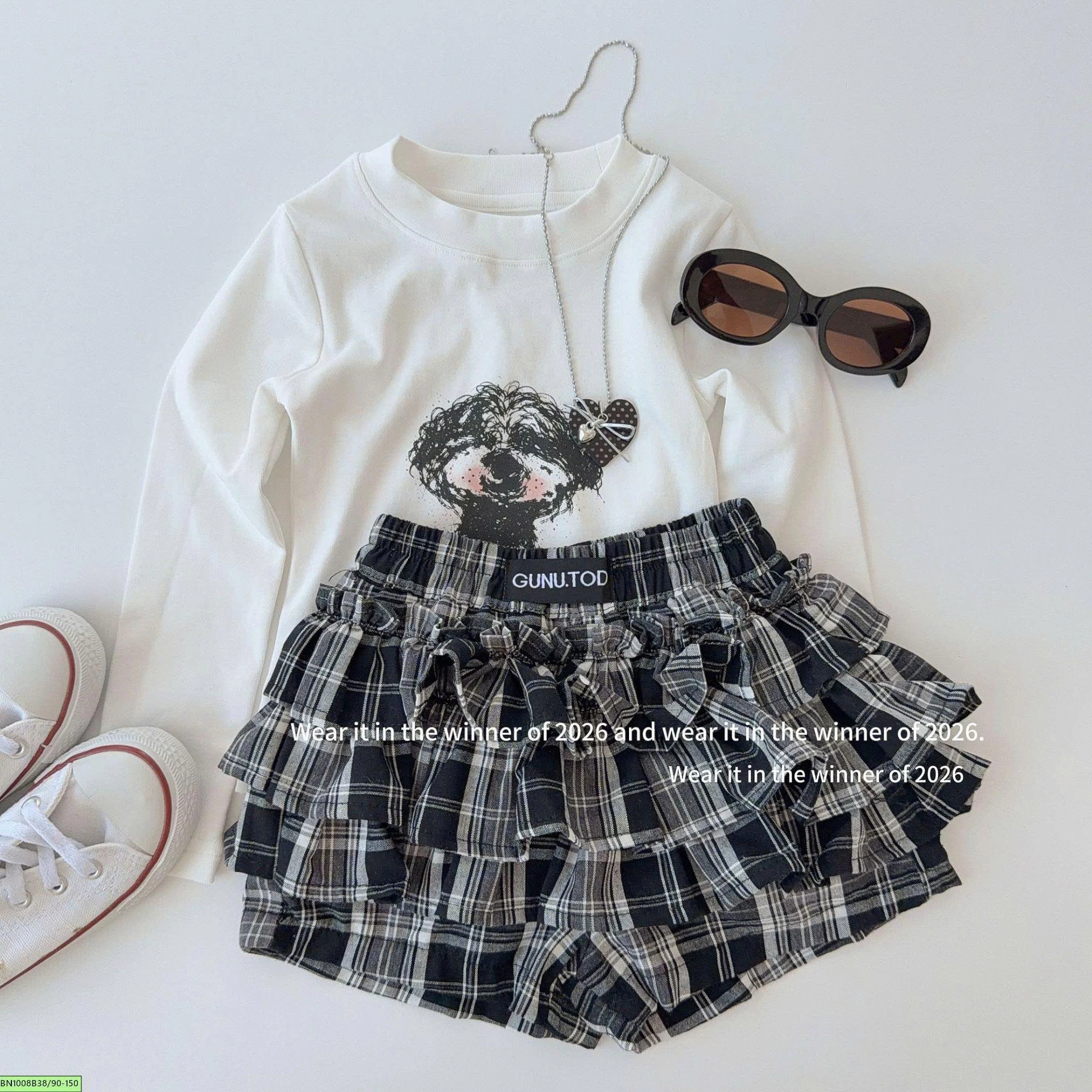 CHÂN VÁY CARO DÁNG NGẮN  T&Qkids