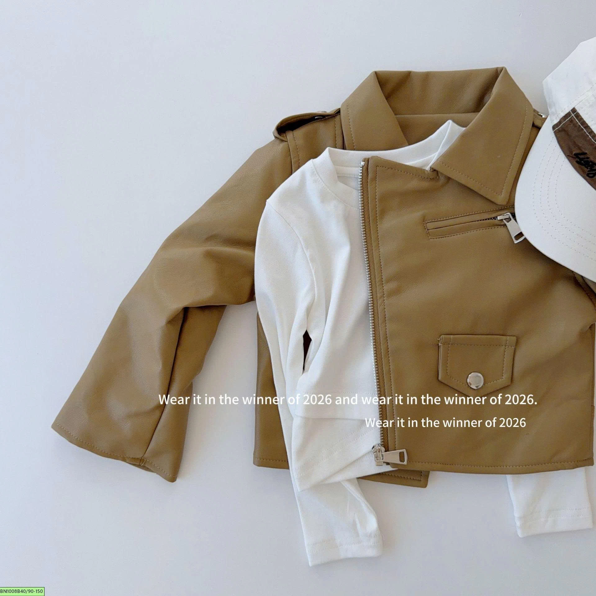 ÁO KHOÁC DA THỜI TRANG MÀU NÂU BÒ T&Qkids