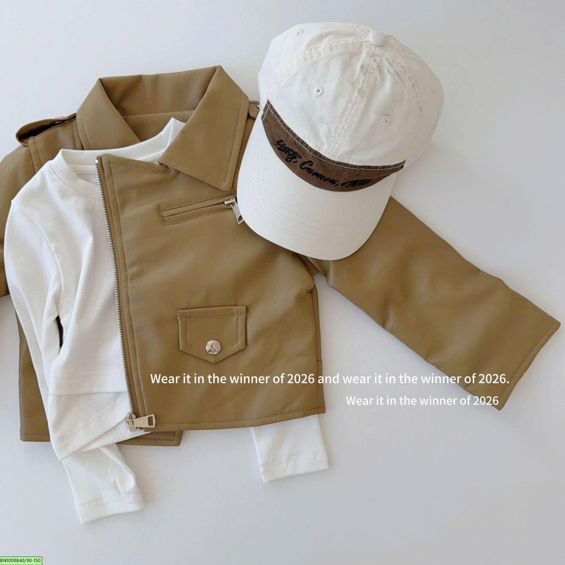 ÁO KHOÁC DA THỜI TRANG MÀU NÂU BÒ T&Qkids