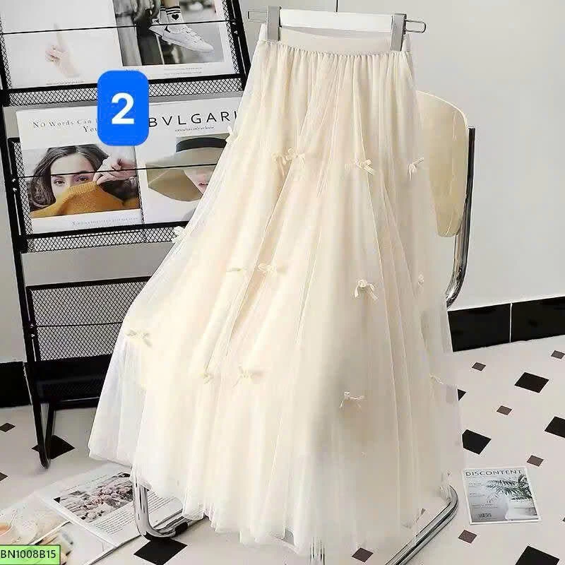 CHÂN VÁY LƯỚI THẮT NƠ