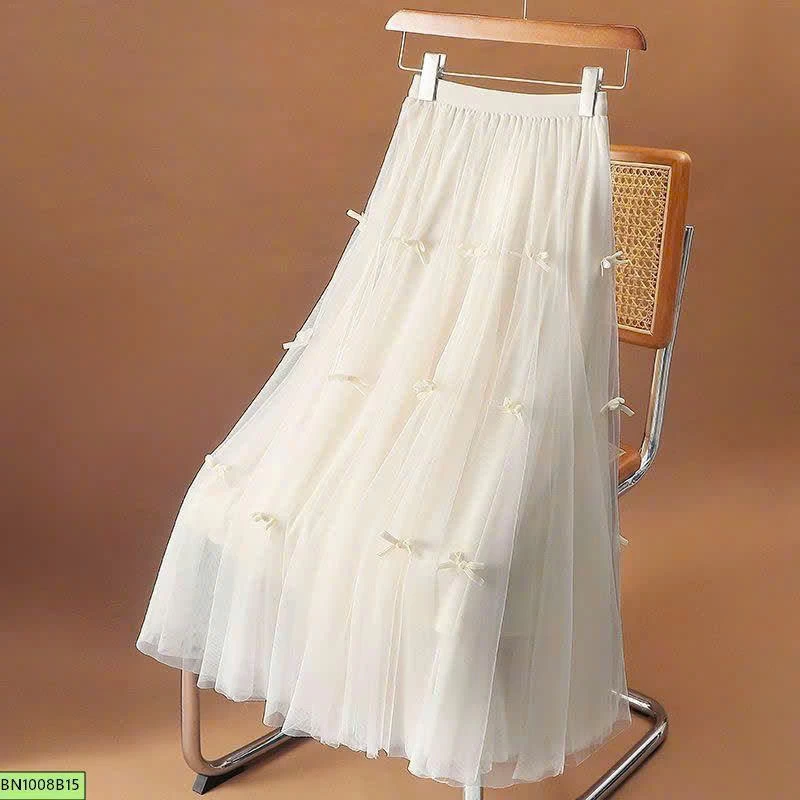 CHÂN VÁY LƯỚI THẮT NƠ