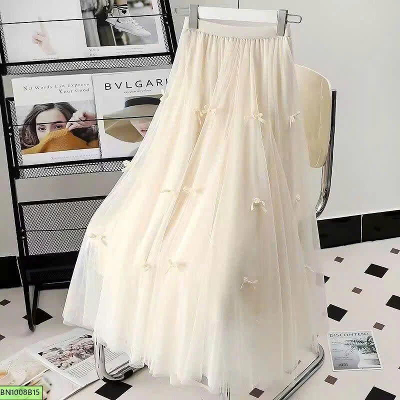 CHÂN VÁY LƯỚI THẮT NƠ