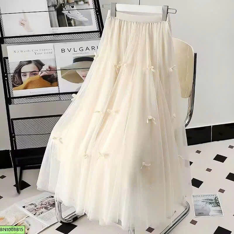 CHÂN VÁY LƯỚI THẮT NƠ