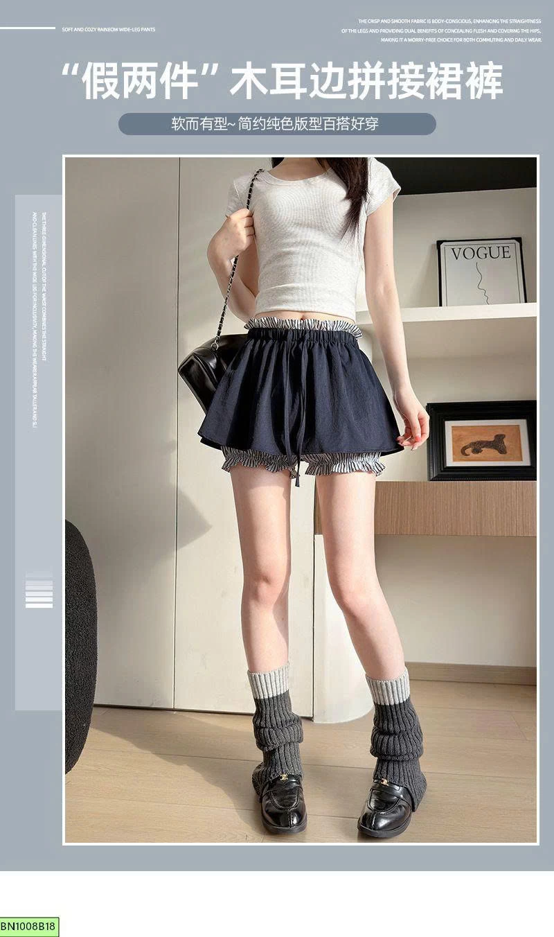 CHÂN VÁY MIDI GIẢ HAI LỚP