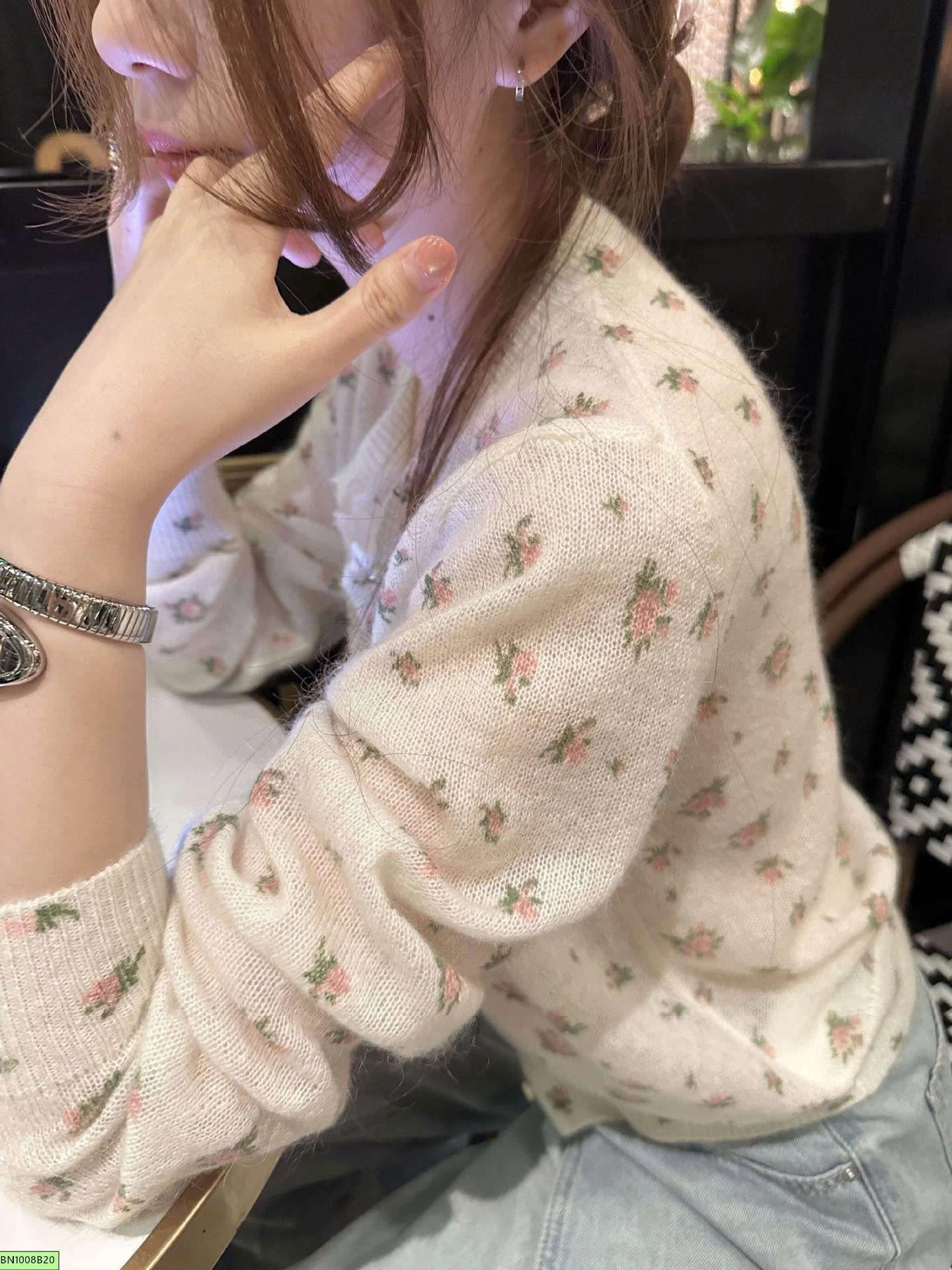 ÁO CARDIGAN LEN MỎNG IN HOA MÙA THU
