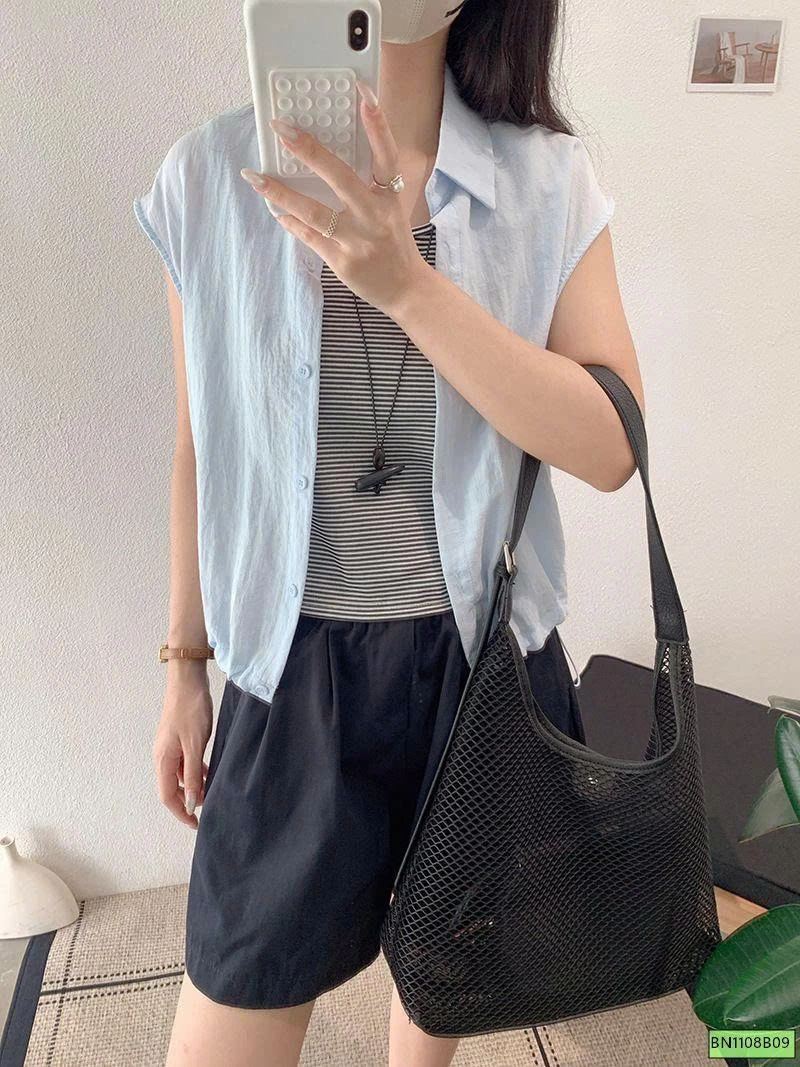 SÉT ÁO SƠ MI SÁT NÁCH RÚT EO 2 CHI TIẾT