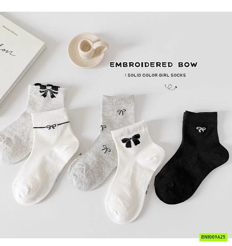 SÉT 5 ĐÔI TẤT LƯỚI NƠ BÉ GÁI