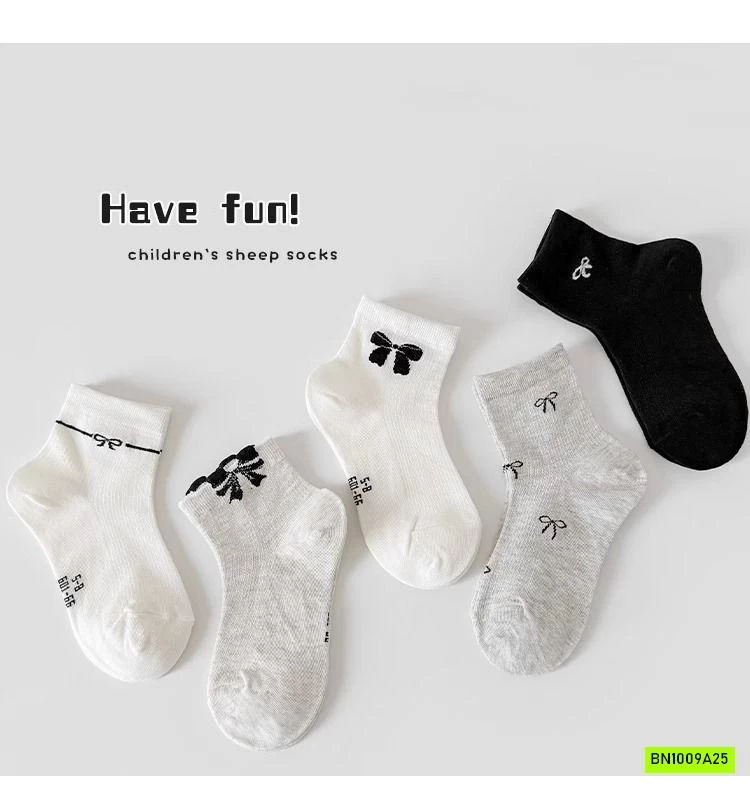 SÉT 5 ĐÔI TẤT LƯỚI NƠ BÉ GÁI