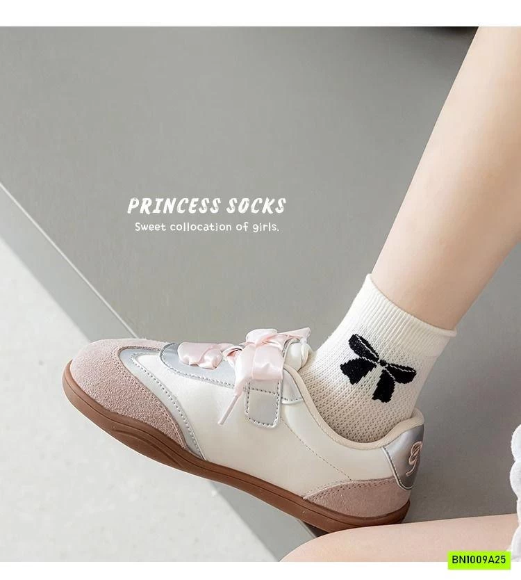 SÉT 5 ĐÔI TẤT LƯỚI NƠ BÉ GÁI