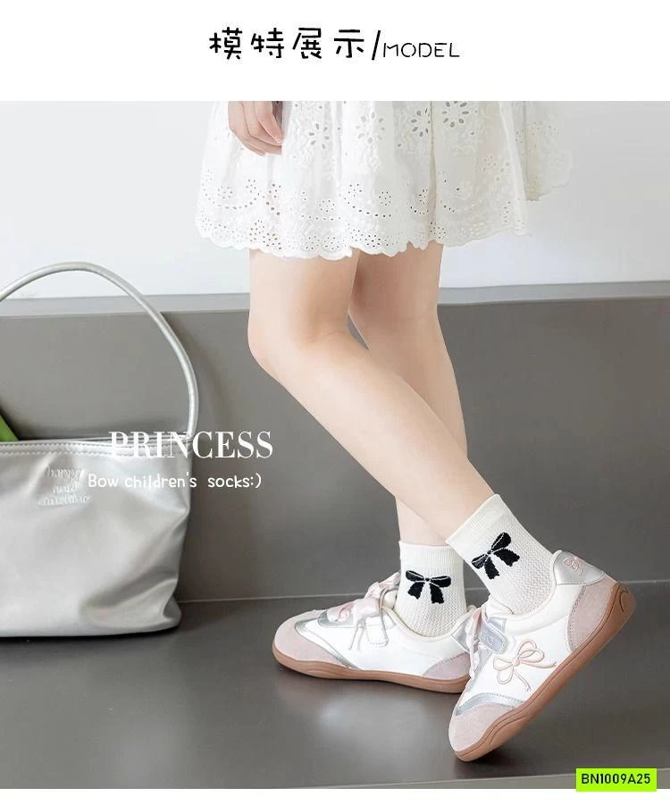 SÉT 5 ĐÔI TẤT LƯỚI NƠ BÉ GÁI