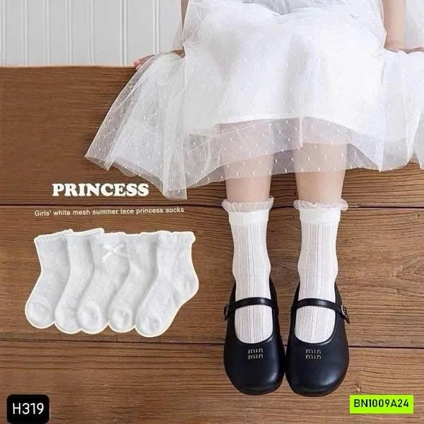 SÉT 5 ĐÔI TẤT PHỐI REN TIỂU THƯ