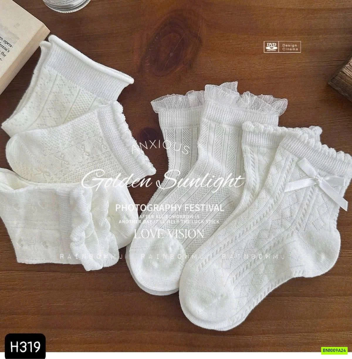 SÉT 5 ĐÔI TẤT PHỐI REN TIỂU THƯ