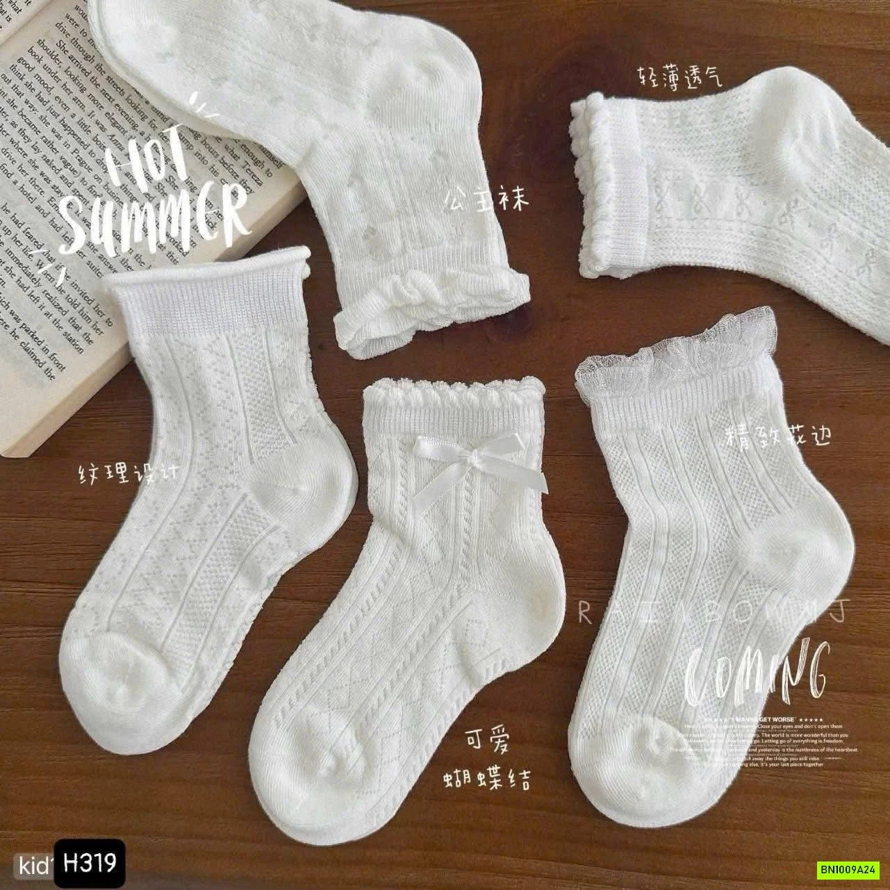 SÉT 5 ĐÔI TẤT PHỐI REN TIỂU THƯ