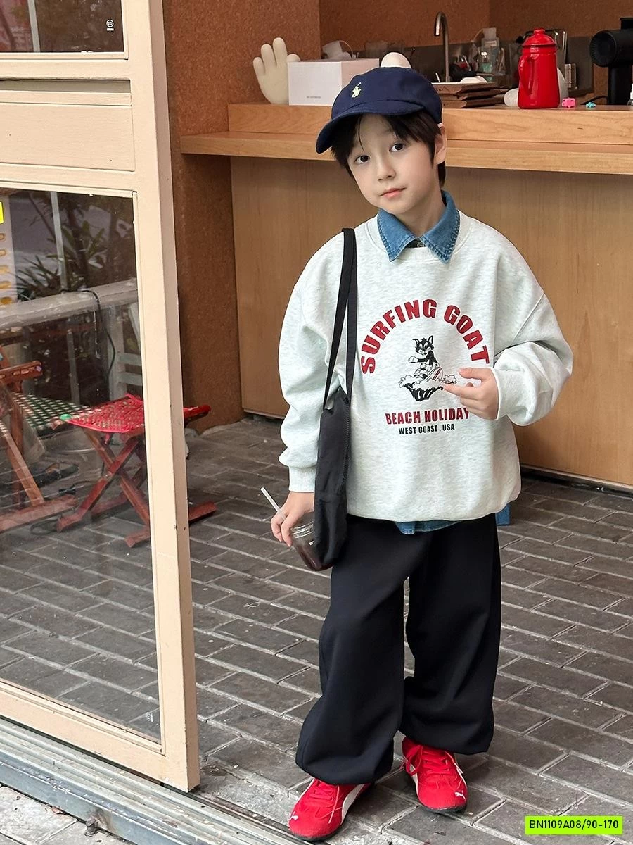 ÁO NỈ IN HÌNH CỔ TRÒN 25F113 AMBB