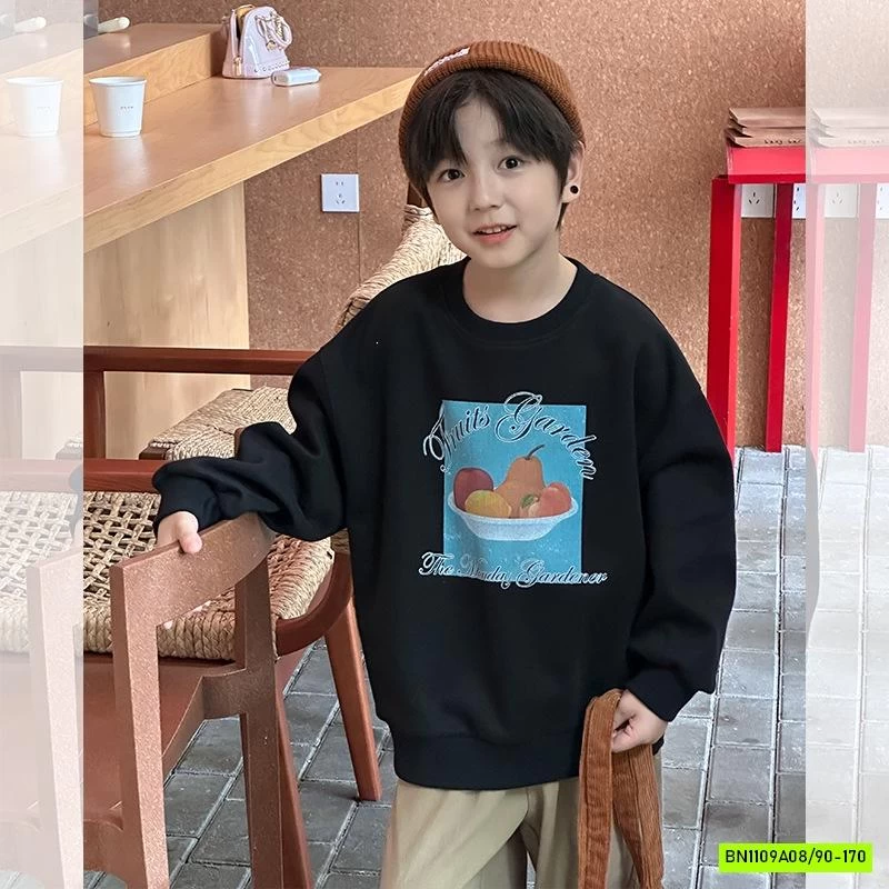 ÁO NỈ IN HÌNH CỔ TRÒN 25F113 AMBB