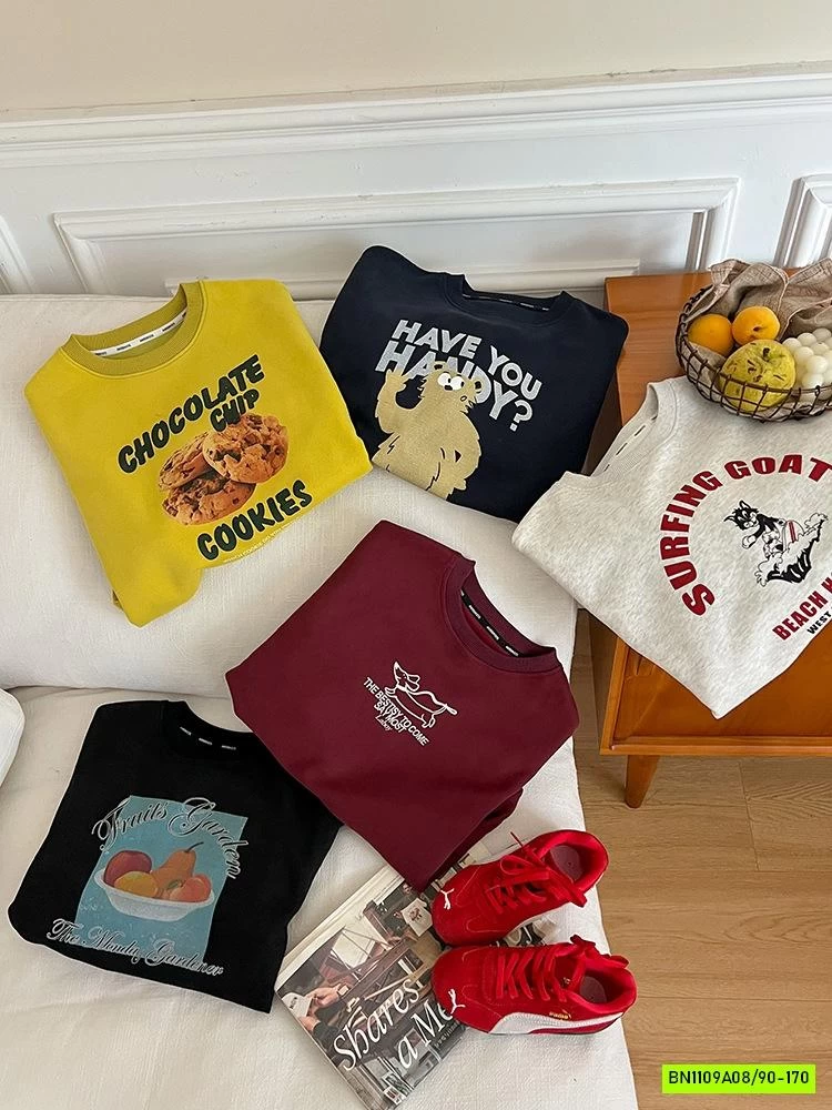 ÁO NỈ IN HÌNH CỔ TRÒN 25F113 AMBB