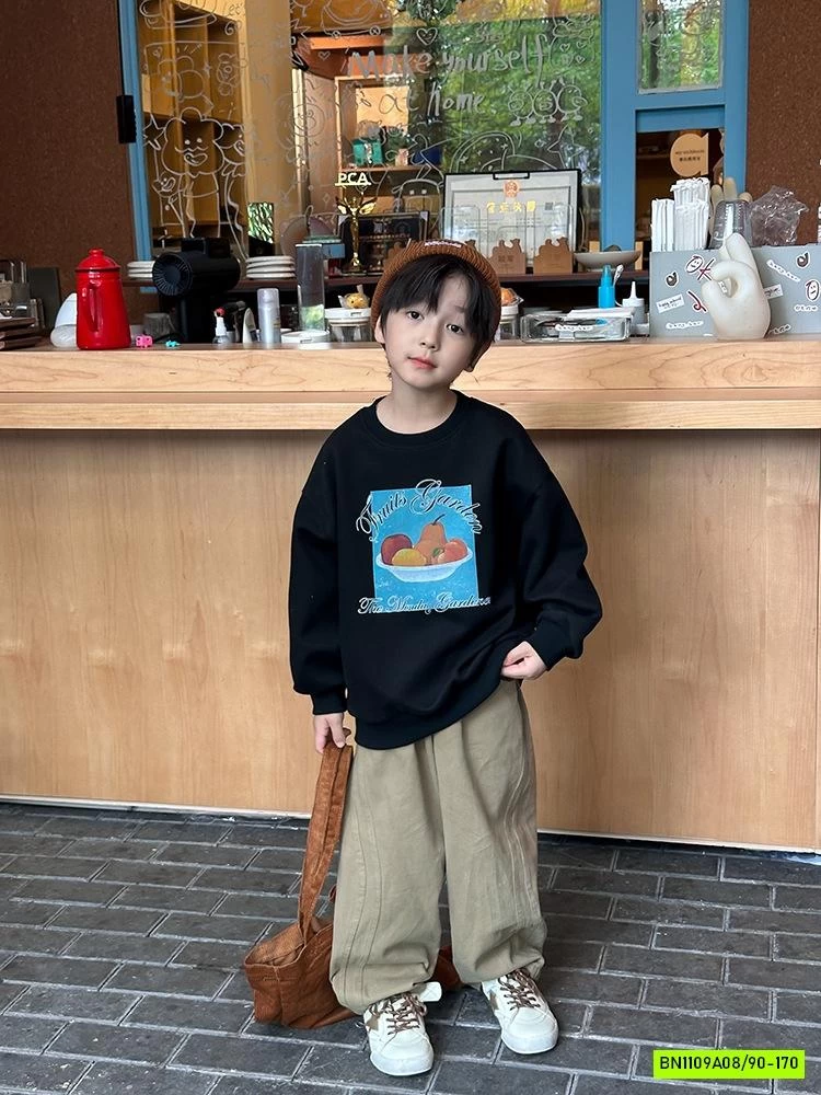 ÁO NỈ IN HÌNH CỔ TRÒN 25F113 AMBB