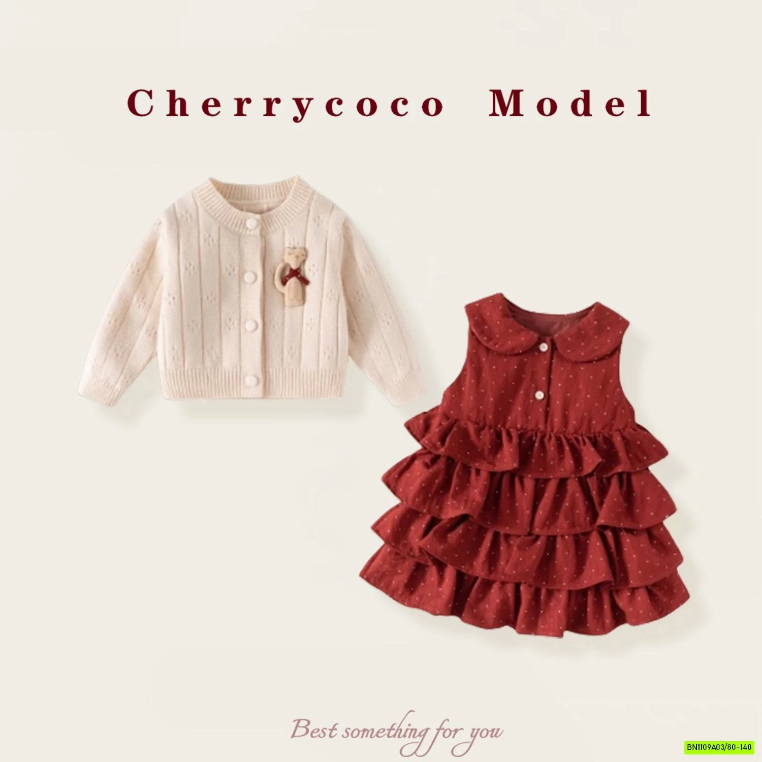 SÉT VÁY TẦNG CỔ SEN+CARDIGAN CHERRYCOCO