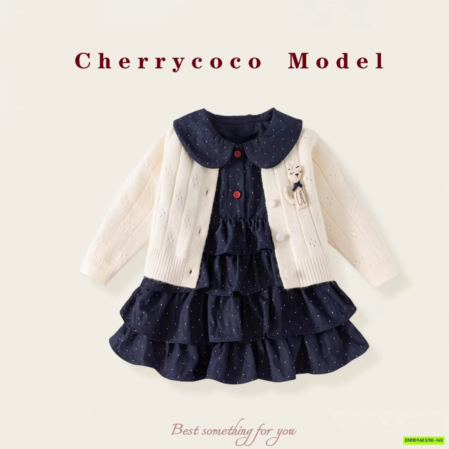 SÉT VÁY TẦNG CỔ SEN+CARDIGAN CHERRYCOCO