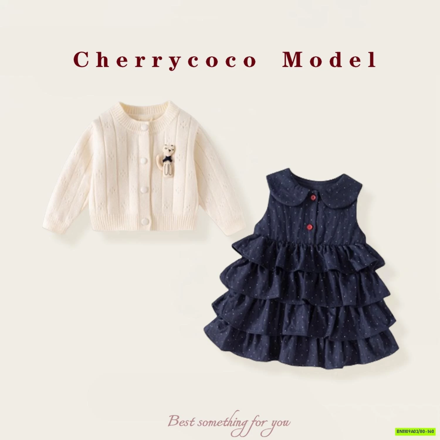 SÉT VÁY TẦNG CỔ SEN+CARDIGAN CHERRYCOCO