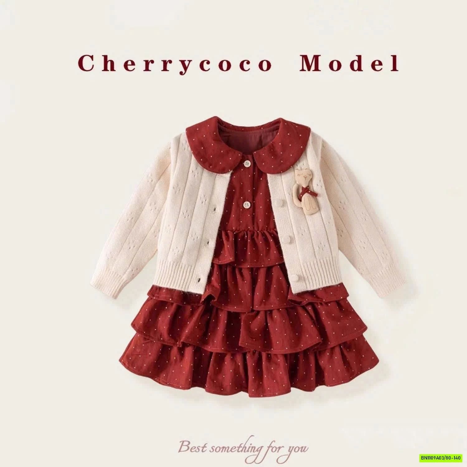 SÉT VÁY TẦNG CỔ SEN+CARDIGAN CHERRYCOCO