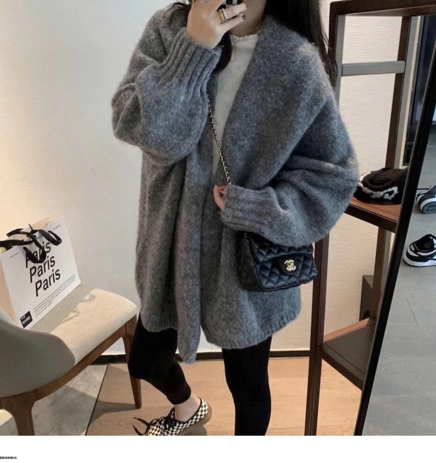KHOÁC LEN LÔNG THỎ DÁNG ĐAI