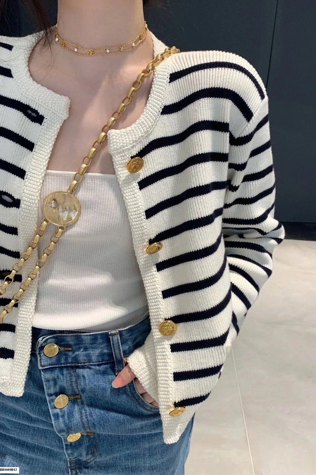 ÁO LEN DỆT KẺ NGANG