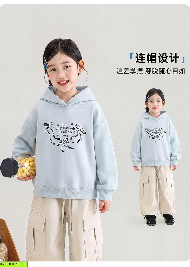 ÁO HOODIE BÉ GÁI IN CHỮ