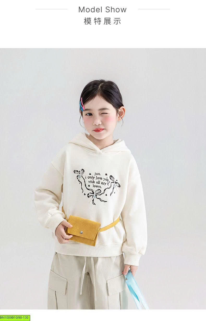 ÁO HOODIE BÉ GÁI IN CHỮ