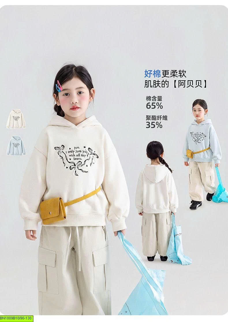ÁO HOODIE BÉ GÁI IN CHỮ