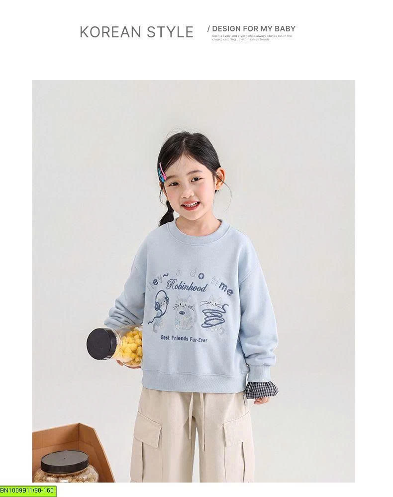 ÁO NỈ 3 CON MÈO PHỐI TAY CARO